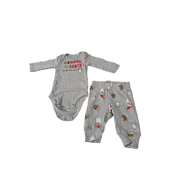 Carters Just One You Baby Size 3 Months 2pc Santa Top Bottom Set Plus Extra Top - Picture 2 of 14